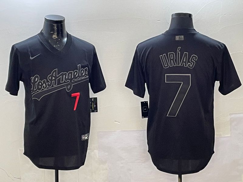 Men Los Angeles Dodgers 7 Urias Black Throwback Game 2025 Nike MLB Jersey style 02257